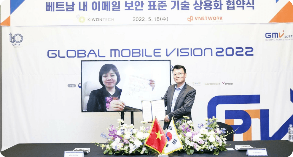 VNETWORK ký kết hợp tác phát triển công nghệ bảo mật email với KIWONTECH